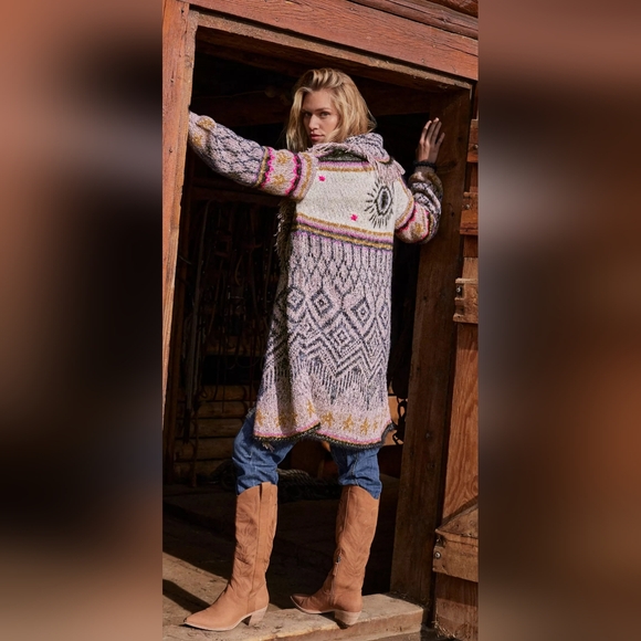 EUC Anthropologie Pink and Gray Patterned Cardigan Size XS/S - Picture 11 of 14